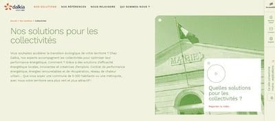La page de collectivité de dalkia.fr, une jolie mairie avec un effet de dithering à droite.