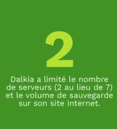2, Dalkia a limité le nombre de serveurs (2 au lieu de 7) et le volume de sauvegarde sur son site internet.