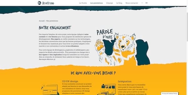 Du design, des illustrations stylisées d’ours pour symboliser le studio.