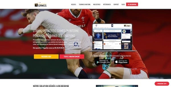 Un site de pronostic avec une belle photo de rugby.